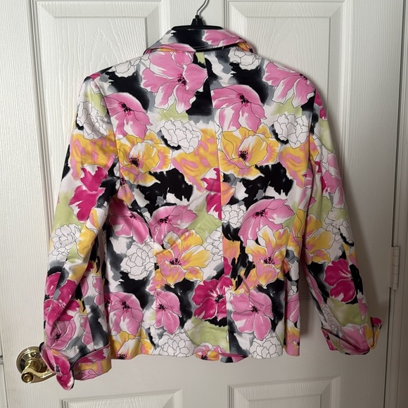 Vintage Laura Scott Pink and Yellow Floral Blazer size 6 - Picture 3 of 3